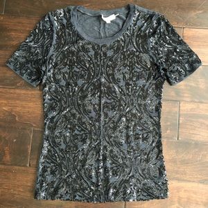👀 Authentic Tory Burch Gillian Sequin Tee XS 👀
